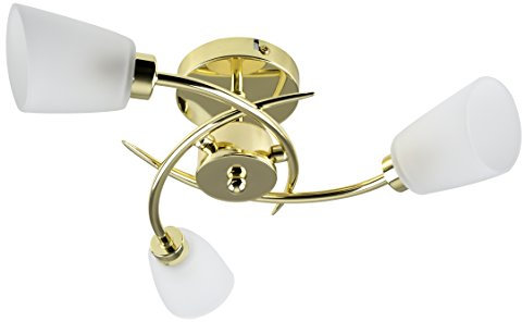 MiniSun | Modern 3 Way Spiral Polished Gold Ceiling Light Fitting with Frosted Glass Shades | Pendant Lights, Home Décor & Improvement Essential