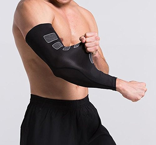 Manchon de Compression Bras Effort Sport - Manchette Coude Longue Coudière Respirante Elastique - Performance et Récupération - (L/XL : TOUR DE COUDE 26-32 CM)