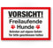 Komma Security Vorsicht freilaufende Hunde - Hunde Schild Hinweisschild Gartentor Gartenzaun - Türschild Haustüre Warnschild Abschreckung Einbruchschutz - Tor geschlossen halten