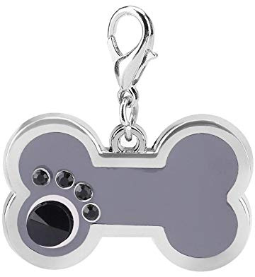Pssopp Etiquetas Personalizadas para Perros y Gatos, Colgante de Aleación de Hueso, Gris