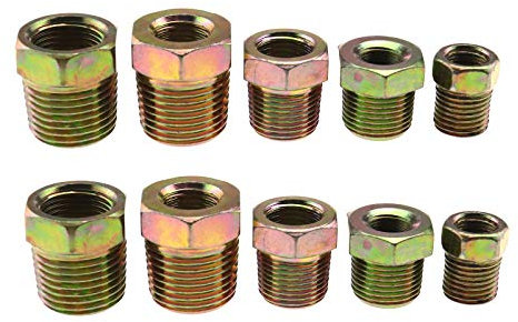 EMSea 10 Stück Gewindebuchse BSP Fitting Set Innensechskant auf Außensechskant 1/8 bis 1/4, 3/8 bis 1/2, 1/4 bis 3/8, 1/8 bis 3/8, 1/4 bis 1/2 Zoll 2 Stück jeder Größe