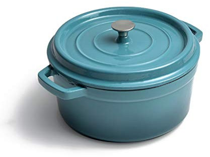 Casserole Signature, fonte Cocotte - 26cm, ronde induction Casserole avec revêtement dur émail (Color : C)