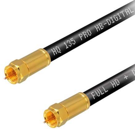 HB-DIGITAL 5m HDTV SAT Antennenkabel 4-fach geschirmt max 135dB Stahl-Kupfer Anschlusskabel RG6 Koax mit Kompressionssteckern VERGOLDET Koaxial Kabel 1080p Full HD 3D UHD ULTRA 4K F-Stecker schwarz