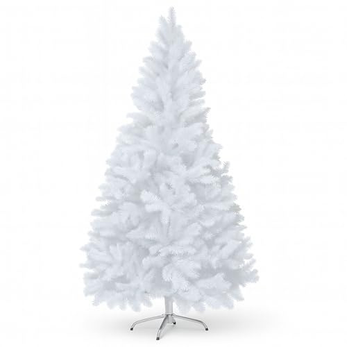 6ft/7ft Green White Pre-lit/PVC/Snow White/Slim Pencil Christmas Tree Xmas Decor (7ft Snow White Xmas Tree)