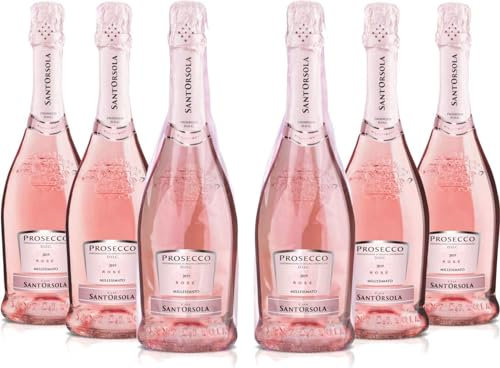 Sant'Orsola - Prosecco D.O.C. Rosè Millesimato Extra Dry, da Uve Glera e Pinot Nero, Gusto Delicato con Note Fruttate e Floreali, 6x750 ml
