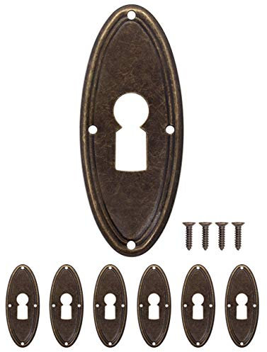 Fuxxer Key Plates, 6 pcs, Antique, Vintage Brass, Art Nouveau Style, Lock Fittings, Set of 6, 60 x 24 mm