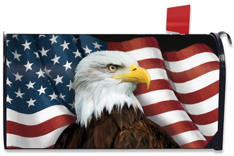 Briarwood Lane Spring Mailbox Cover - Oversized - American Eagle Patriotic Large Oversized for Spring Mailbox Cover