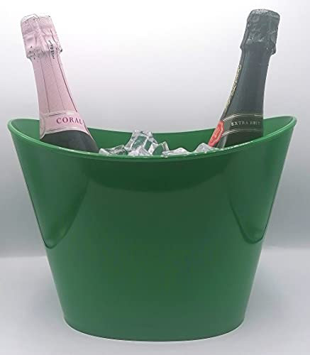 Cubitera, Champanera Fresh color Verde, ideal para 2 botellas 75cl, botella Magnum o 6 botellines de cerveza, refrescos o agua. Hecha en Polipropileno, muy Resistente. (Verde)