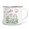 miKalino Emaille Tasse Mädchen - Trinkbecher Kinder personalisiert - Emaille Becher mit Elefanten-Motiv - Kindertasse mit Namen - Kindertasse bedruckt - Emaille Becher Weiß