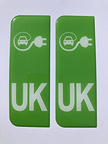 Gelz UK Green Zero Emissions Electric Car Plug Number Plate Domed Stickers/Decals