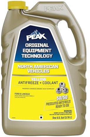 PEAK OET Extended Life Yellow 50/50 Prediluted Antifreeze/Coolant for North American Vehicles, 1 Gal.