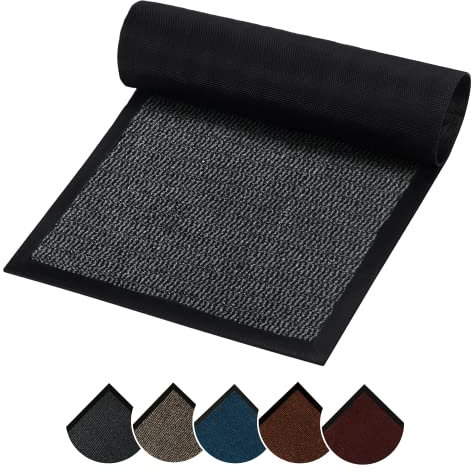 Circle of trust Dirt Trapper Door mats Indoor & Outdoor Grey 60x80cm Doormat - Non Slip Rubber Back Floor Mat - Super Absorbent Heavy Duty Door Mat, Washable Door Mat Barrier Mat