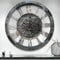 Real Moving Gears Wall Clock, Large Wall Clock Oversized Silent Vintage Steampunk Industrial Rustic Farmhouse Wooden Clocks for Living Room Kitchen Studio Cafe Wall Decor(68cm/27inch,Carbon Grey)