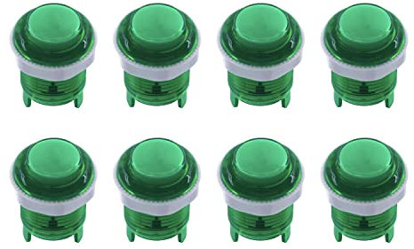 SJ@JX 8x Arcade 28mm Push LED Button Keyboard MX Microswitch Screw in Type Light Button for Arcade Game MAME Jamma Joystick Raspberry Pi Machine E green