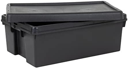 Wham Bam Heavy Duty Storage Boxes With Lids, Recycled and Recyclable Strong Box, Black, Garage, Shed, Secure (36L, Set of 3)