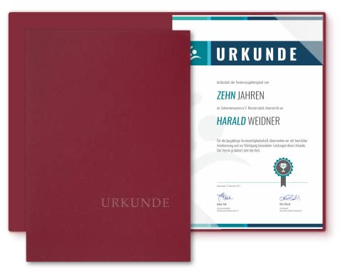 Urkundenmappe A4 Karton - Premium-Qualität mit edler Prägung 'URKUNDE' - BL-exclusivdruck® BASIC - hochwertige Übergabemappen aus 320g/m² Pappe - Urkundenhülle für DIN A4 Papier (Bordeaux, 8 Stück)