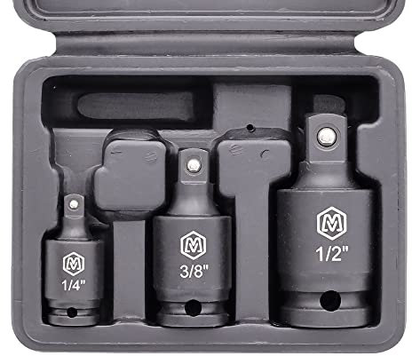MichaelPro 3-Piece Impact Grade Universal Joint Pin-Free Locking Swivel Socket Adapter Set, 1/4, 3/8, 1/2 Drive | U Joint Sockets to Access Hard to Reach Fasteners | MP005026