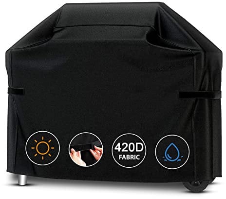 RICHIE Barbecue Cover, BBQ Grill Cover Outdoor 183x66x130cm, 420D Heavy Duty Waterproof Large Barbecue Gas Grill Cover with Velcro, Windproof, UV Resistant & Rip-Proof/Black