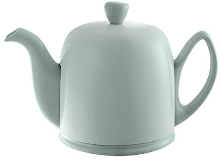 Degrenne Salam Théière française de luxe – Théière en porcelaine avec couvercle en acier inoxydable, bouilloire en céramique pour thé en vrac, infuseur amovible, capacité de 4 tasses, 710 ml, menthe