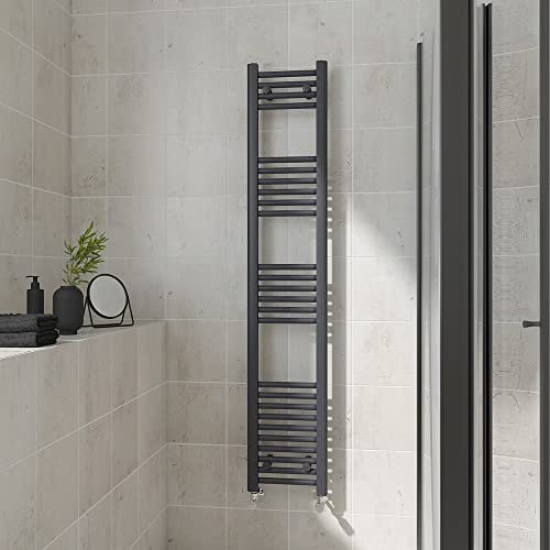 Warmehaus Straight Heated Towel Rail Anthracite Bathroom Ladder Style Radiator Grey Central Heating 1600x300mm