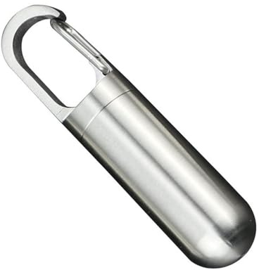 Boîte à médicaments en acier inoxydable, avec fermeture à boucle (L) | Conception étanche, Facile à accrocher et à transporter, étui à capsules portable pour la randonnée et les voyages