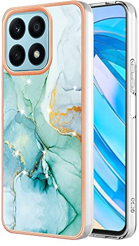 DEDUX Hülle für Honor X8a Handyhülle, Hülle Gold Glitzer Sparkle Marmor TPU Silikon Weiche Schlank Schutzhülle Handytasche Flexibel Case (Grün)