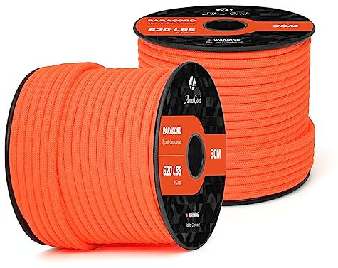 Abma Cord Paracord 620 lbs 4mm 9 Kern-Strängen 100% Nylon 30M - Neon Yellow