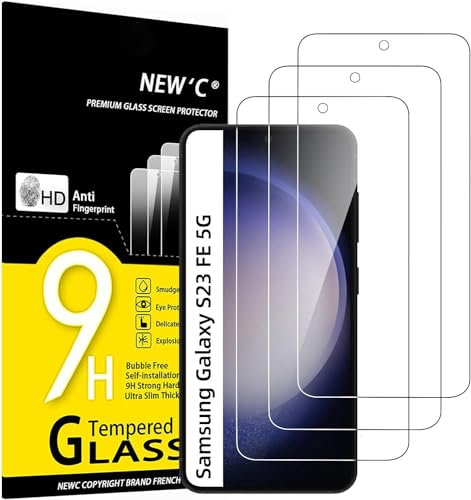 NEW'C 3 Stück für Samsung Galaxy S23 FE 5G für Panzerglas, Frei von Kratzern, 9H Härte, HD Displayschutzfolie, 0.33mm Ultra-klar, Ultrabeständig