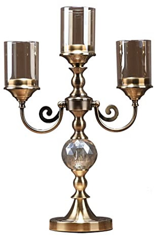 HEXEH Kerzenhalterhalter Kreative dreiköpfige Kerzenhalter Europäischen Wohnzimmer Porch Metall Glas Kerzenhalter Kerzenlicht Dinner Tischdekoration Kandelaber