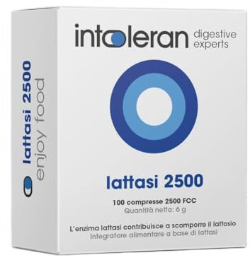 Intoleran Lactase 2500 Enzimas Digestivas - Dispensador de 100 Comprimidos | Enzima Lactasa para ayudar en la digestión de la Lactosa y la intolerancia a la lactosa | Tableta pequeña | Puro y Vegano
