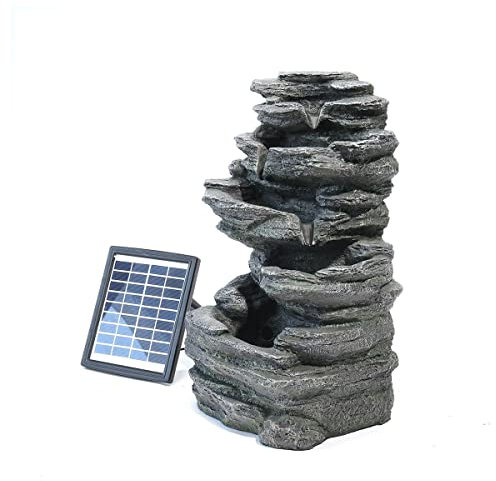 Fontana da Giardino per Esterni Cascata di Rocce Fontana ad Acqua Solare Fontana a Cascata a LED Statua in Pietra Cascate da Giardino per Esterni da Terra Fontane per Cortile di Casa Decoration