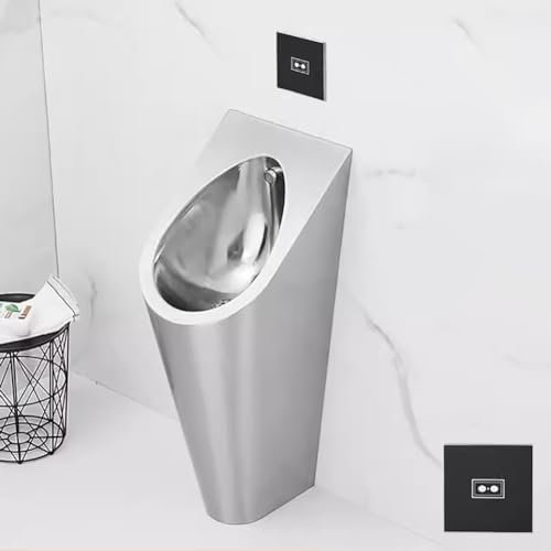 MegLob Bodenstehende Urinale Für Männer, Großes Urinal Aus Edelstahl, Öffentliche Männertoilette Zum Pinkeln, Kommerzielle Moderne Metall-Uriale Für Den Innenbereich,Set d