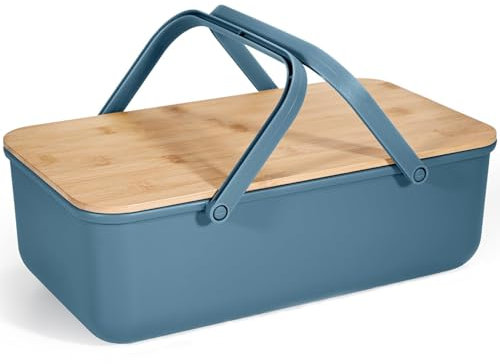 Cheerhom Panera Para Guardar El Pan,Panera Extra Grande Con Tapa De Bambú Y Tabla De Cortar, 38x21x13cm,Capacidad 8L,Panera Con Asa,Fácil De Transportar