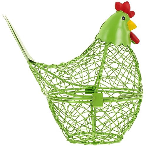 HOLIDYOYO Hühnerei-Korb Hühnerei-Sammelkorb Hühnerei-Aufbewahrung Drahtkorb Bauernhof-Stil Küche Eier-Sammelkorb Gemüse Obst Behälter Osterdekoration Grün