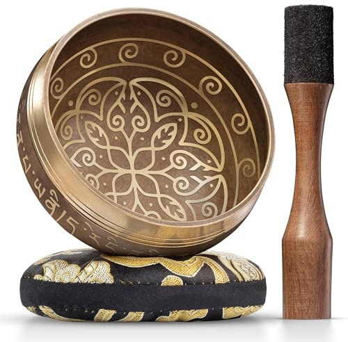 Cuenco Tibetano – Perfecto para Yoga y Meditación – Silent Mind – Gong Tibetano para una Experiencia Zen – Incluye Cojín y Mazo con Agarre Tipo Lápiz