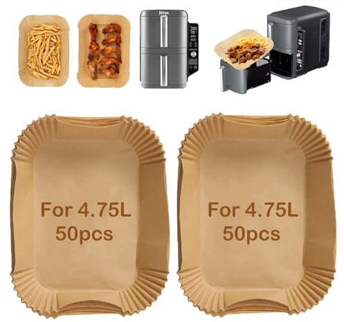 Sleeleece 100pcs Airfryer Backpapier für Ninja Double Stack XL 9,5L SL400EU Heißluftfritteuse,Air Fryer Zubehör,Airfryer Backpapier,Kompatibel mit Ninja AF400EU