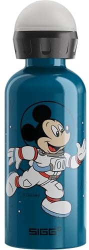 SIGG - Alu Trinkflasche Kinder - KBT Disney Mickey Mouse Astronaut - Auslaufsicher & Bruchsicher - Federleicht - BPA-frei - Klimaneutral Zertifiziert - Sport & Schule - Blau - 0,4L