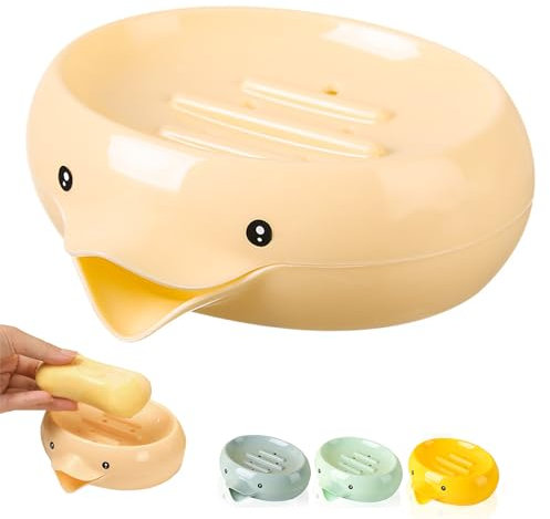 4 Pièces Canard Mignon Porte Savon,4 Couleurs Boite A Savon,Porte Savon Salle De Bain,Porte Savon Incliné, Porte-Savon Auto-Drainant pour Douche, Salle De Bain, Baignoire, Cuisine, Lavabo