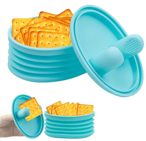 momgyaamz Portamerenda, Porta Caramelle da Tavolo con Maniglia, Porta Caramelle in Silicone, Biscottiera Ermetica per Bar, Scrivania e Cassetto, Porta Biscotti Portatile, Porta Merenda, 1 Pezzo