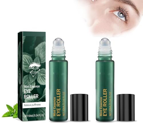 Mint Essence Serum Roller, Minty Eye Repair Roller Ball, Augen-Roller-Serum mit Minze-Essenz, Anti-Falten-Augencreme, Unter-Augen-Creme für dunkle Ringe und geschwollene Augen (2PCS)