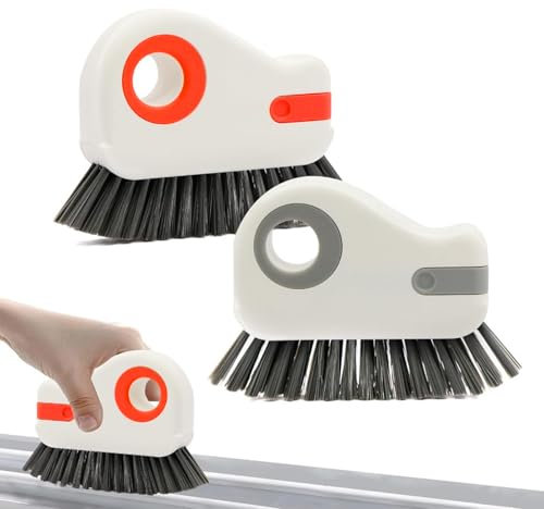 2 Stück Fensterrillen Reinigungswerkzeug 2-in-1-Rillenreinigungsbürste Multifunktions Jalousien Reinigungsbürste Fugenreinigungsbürste für Jalousien Ecken Küche Rollläden (Orange, Grau)