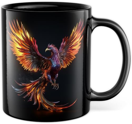 Phoenix Tasse Magisch - Geschenk Phönix Motiv - Kaffeetasse 330ml aus Keramik - Fantasy mystisch Feuer Vogel Dungeons and Dragons Fabelwesen Gamer Rollenspiel