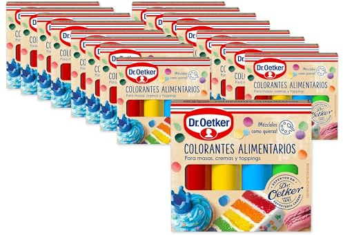 DR. OETKER - Colorantes Alimentarios, para Repostería, Color Amarillo, Rojo, Verde y Amarillo, Colorear Cremas, Glaseados, Masas y Fondant, Colores Combinables, Caja 17 Unidades