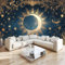 Papier Peint intissé Bohême Lune Soleil 350x256 cm Papier Peint Photo Panoramique, Poster Geant Mural Personnalisé 3D, pour Salon Cuisines Chambre Adulte Enfant Décor Murale