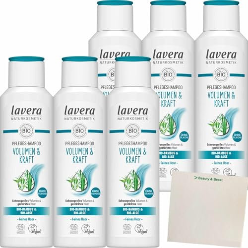 usy Bundle für Lavera Pflegeshampoo Volumen & Kraft Bio Bambus & Bio Alge 6er Pack (6x250ml Flasche) + usy Block