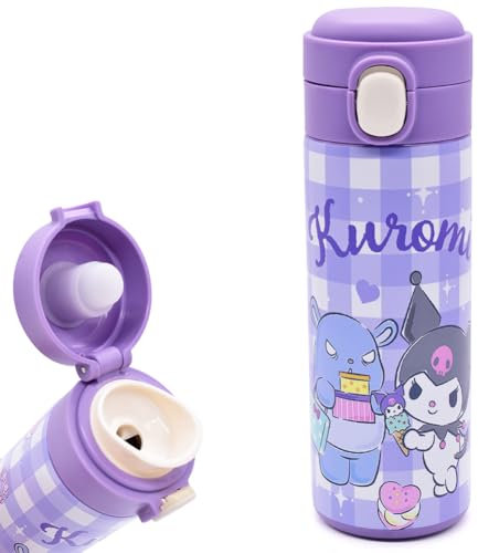 Kuromi Dibujos Animados Thermos, Frascos de Vacío de Acero Inoxidable Termo de Animal de Dibujos Animados Botellas de Agua Aisladas a Prueba de Fugas para Niños Niñas
