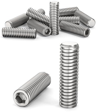 ORTAVA 20 Stück Madenschrauben, Gewindestifte M6 x 20 mm DIN 913 / ISO 4026 mit Innensechskant (ISK) und Kegelkuppe, Madenschraube Edelstahl(Silber)
