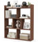 SFAREST 7-Cube Open Bookshelf, Wooden Bookcase Storage Unit with 2 Anti-Toppling Kits, Freestanding Book Shelf Display Shelving Unit for Living Room Study Bedroom Office (Walnut)