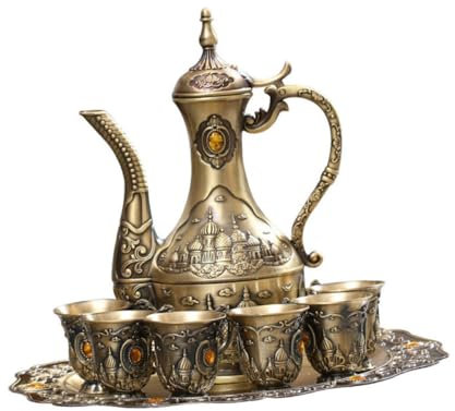 Cabilock De Boda Único Juego De Copas y Tetera Decorativo Con Bandeja Vinoteca Resistente