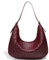Schultertasche für Damen, gewebtes veganes Leder, leichte Arbeitstasche mit Reißverschluss, Burgunder